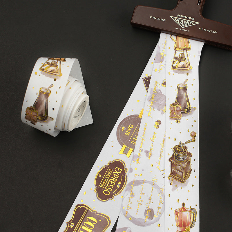 15 40mm*5m Coffee Cup Gold Washi Tape