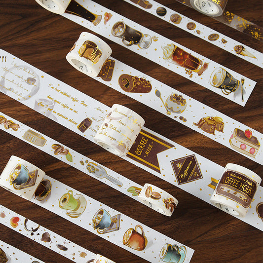 15 40mm*5m Coffee Cup Gold Washi Tape