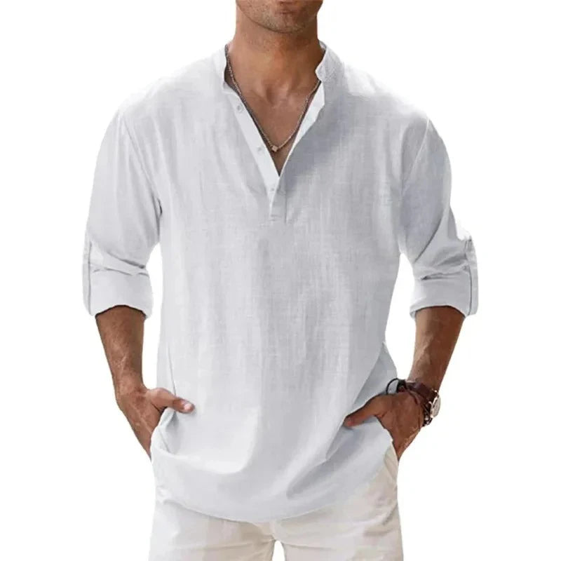 Men's Casual Fashion Long Sleeve Linen Shirt Stylish Comfortable Breathable Men's Clothing