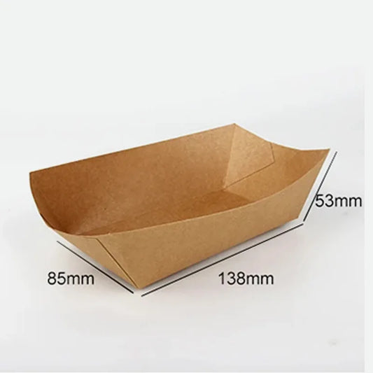 Kraft Paper Dessert Cake Food Tray Kitchen Disposable Snack Bowls Oilproof Cardboard Food Plates for Take Out Trays Supplies