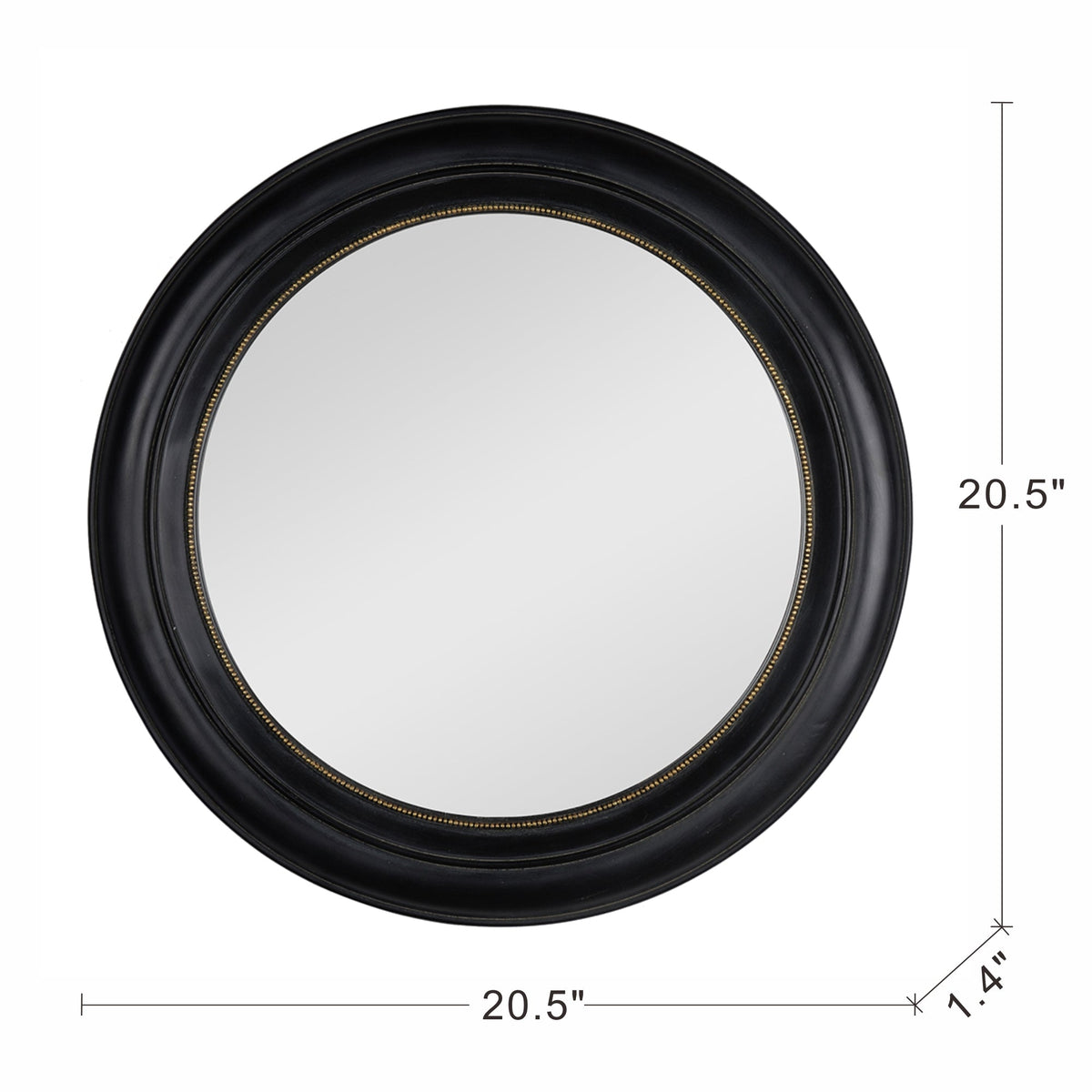 Round Black Wall Mirror for Entryway or Bathroom, 20.5 in