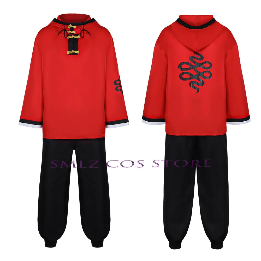 Newly Alma Cosplay Anime Gokurakugai Manga Costume Red Coat Pants Daily Wearing Rose Alma Wig Set Halloween Party Outfit for Man