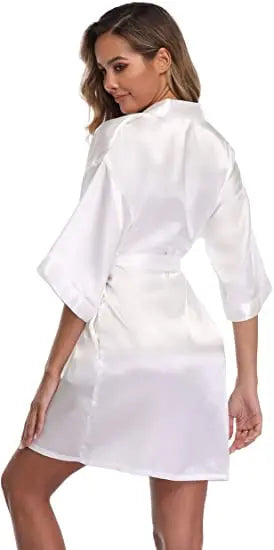 Satin Robe Female Intimate Lingerie Sleepwear Silky Bridal Wedding Gift Casual Kimono Bathrobe Gown Nightgown Sexy Nightwear