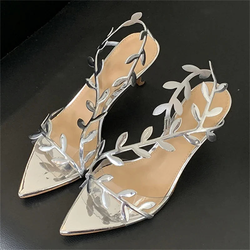 Eilyken Street Style Fashion PVC Transparent Pointed Toe Women Sandals Street Prom Thin Heels Shoes Summer Zapatos De Mujer