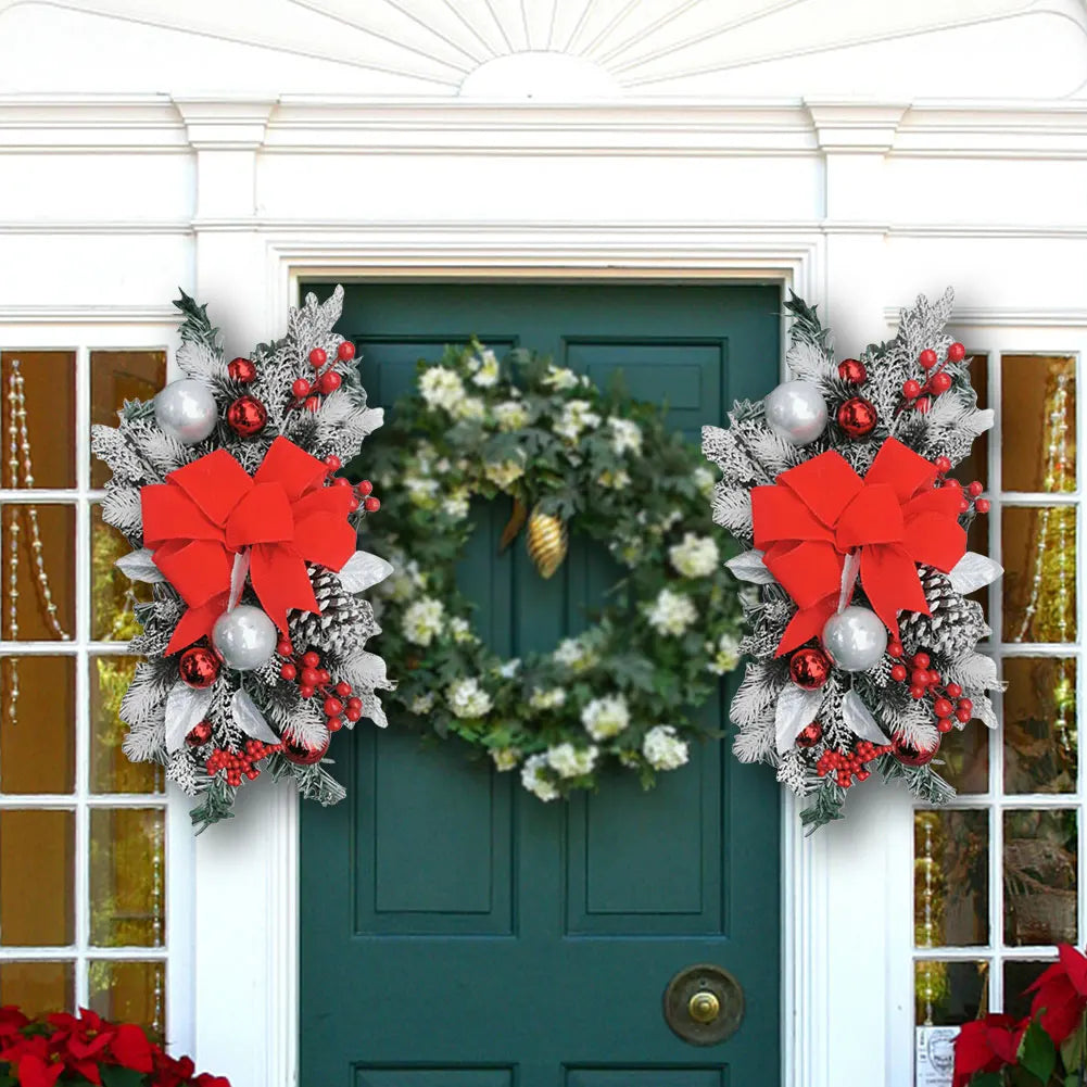 Christmas Swag Wreath Without/with Light LED Wreath Novelty Front Door Garland Wall Decor Xmas Decoration Party Supplies