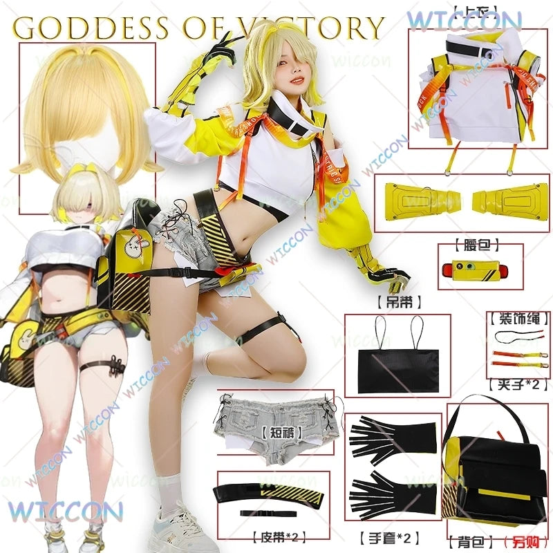 Goddess of Victory Elegg Cosplay Costume Anime Game Roleplay Outfit Goddess Alliance Stage Prop Halloween Party Wig Set Christma