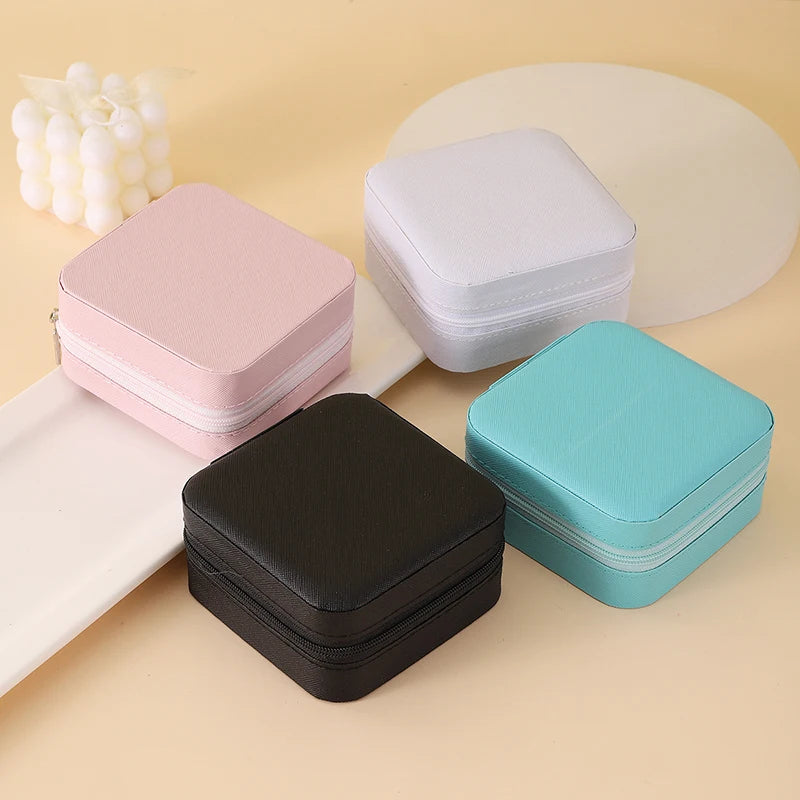 Portable Jewelry Storage Box Travel Organizer Jewelry Case Leather Storage Earrings Necklace Ring Jewelry Organizer Display