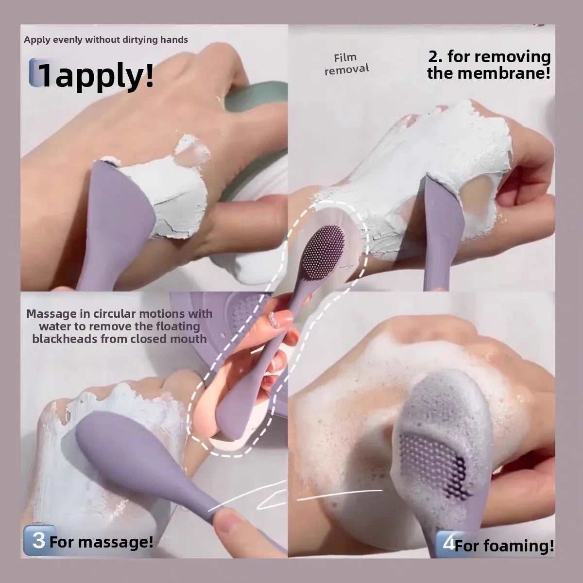 Double head silicone facial mask Brush soft hair mud film Brush Face cleaning mud film Apply mold adjusting stick tool