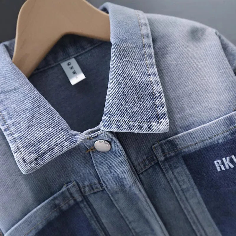 New Casual Baby Kids Denim Jacket with Pocket for Toddler Boy Classic Jeans Coat Infant Child Vintate Blue Jeans Jacket Outfits