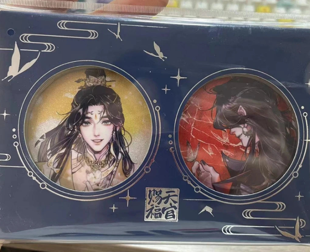 58mm Hua Cheng Xie Lian Cartoon Figure Badge Anime Peripheral Heaven Official'S Blessing Pins For Backpack Shirt Jewelry Gift