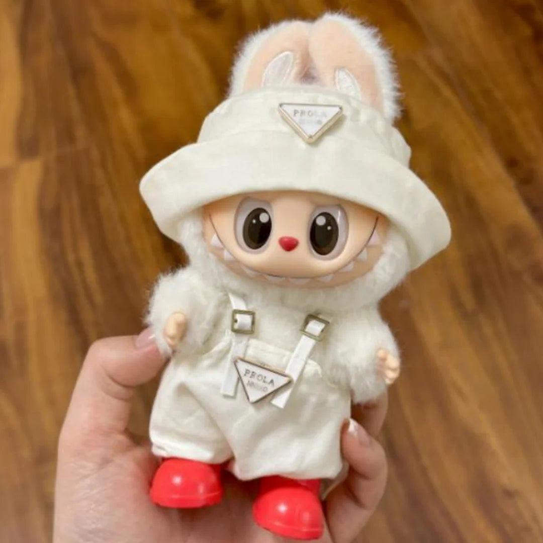 Doll's Clothes for 17cm Monster LABUBU clothes Dress up Baby Cowboy hat + suspenders Classic set