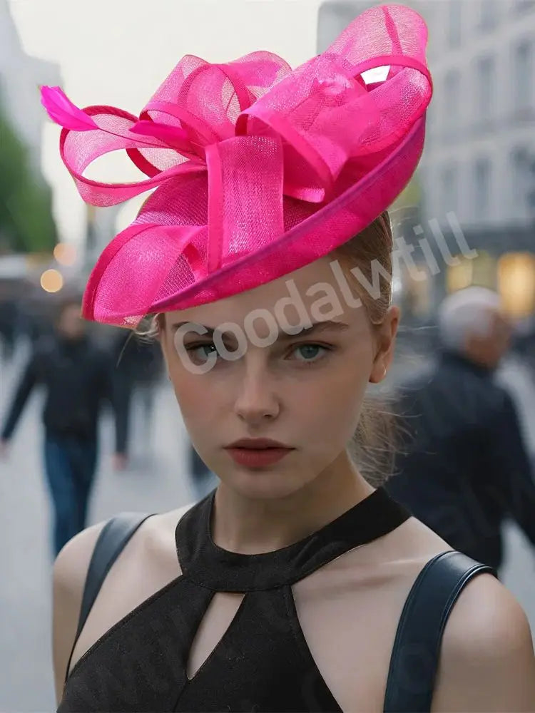 Hot Pink New Fascinator Wedding Women Hat Derby Race Ladies Headpiece Bride Wedding Chic Pillbox Fascinator Hair Accessories