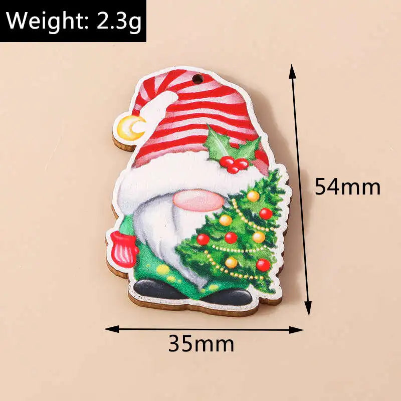 Leslie 10pcs Fashion Christmas Charms Cute Christmas Tree Deer Bell Snowman Pendant for Earring Necklace Making Accessories