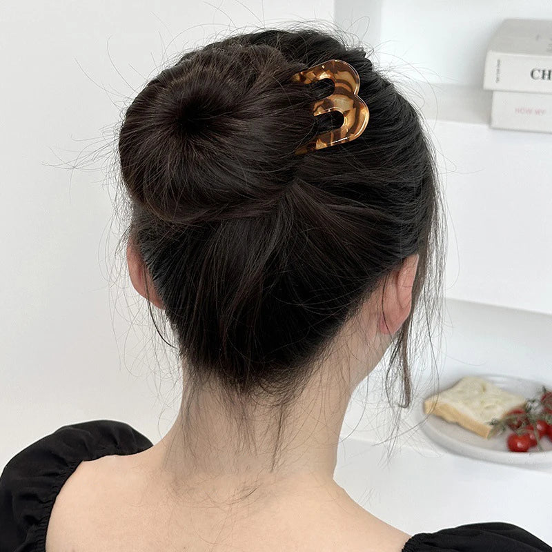 Acetic Acid Hair Forks Three Teeth Hair Sticks U-Shape Hair Comb Bun Hairpin Women Girls Hairstyle Hair Accessories Headband