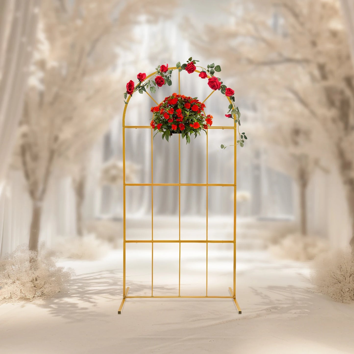 Wedding Arch Stand, 6.5ft Tall Iron Flower Holder, Freestanding H-Base for Bouquets/Balloons, Perfect for Weddings/Parties/Event