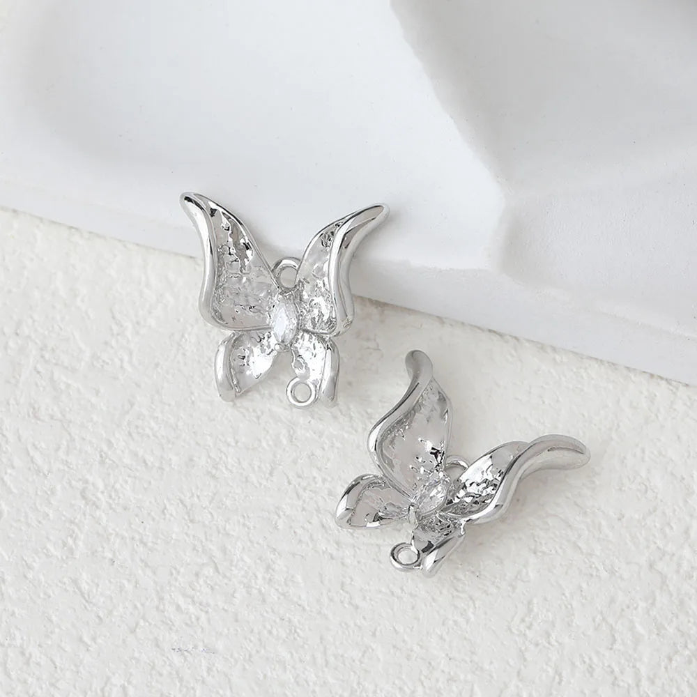 2PCS Dainty Butterfly Ear Studs Diy Earrings Charms Jewelry Making Findings Supplies 14k Gold Plated Accessories 16*17mm