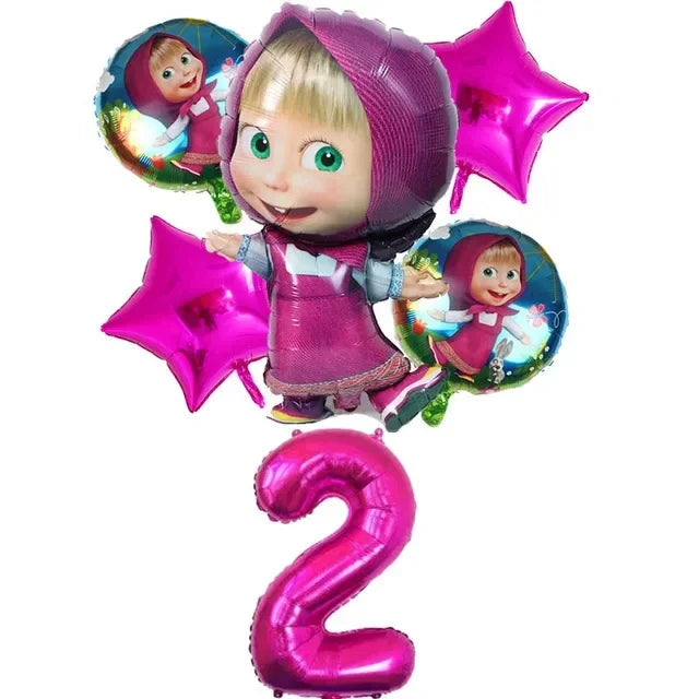 Cute Mashas and the Bear Party Balloons Party Decorations Cartoon Bear Party Favors Baby Shower Gifts For Kids Birthday Party