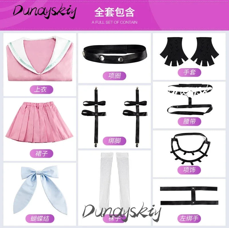 Miu Iruma Cosplay Costume with Wig Glasses Outfit Role Play Clothes Hair Prop For Christmas Halloween Customized