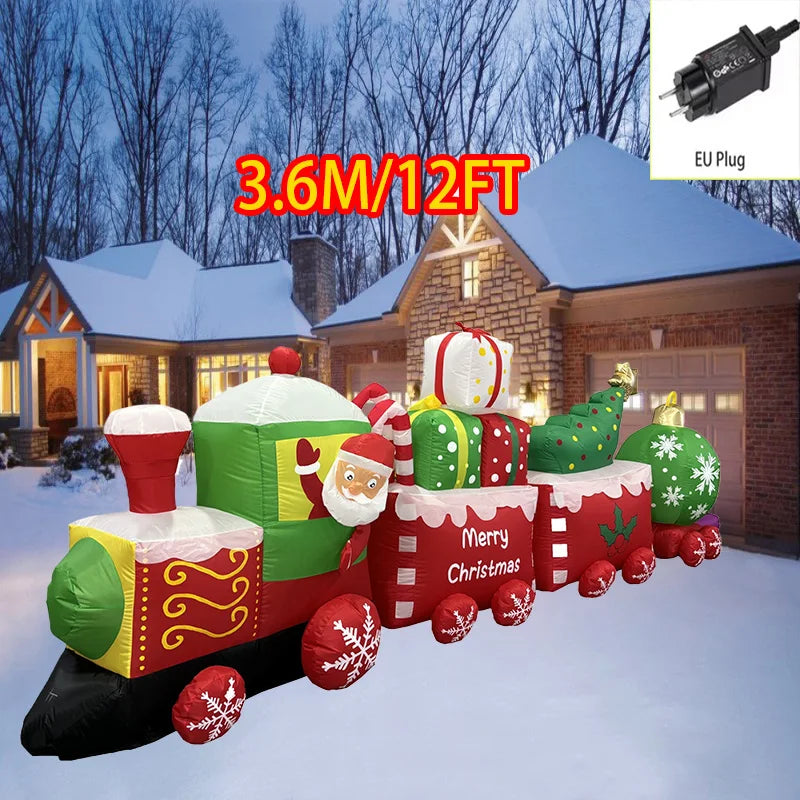 Outdoor Christmas Decorations Inflatable Toys Model Santa Vehicles Built-in LEDs Party New Year Ornament Xmas Garden Decor Props