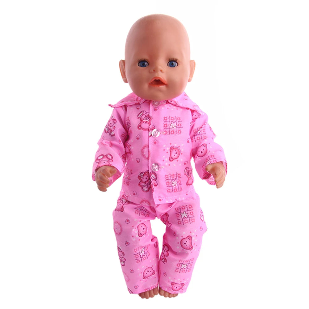 Doll Clothes Cartoon Animal Print Pajama Shirt For 18 inch American & 43Cm Reborn Baby OG Girl's Accessories Baby Clothes Gifts