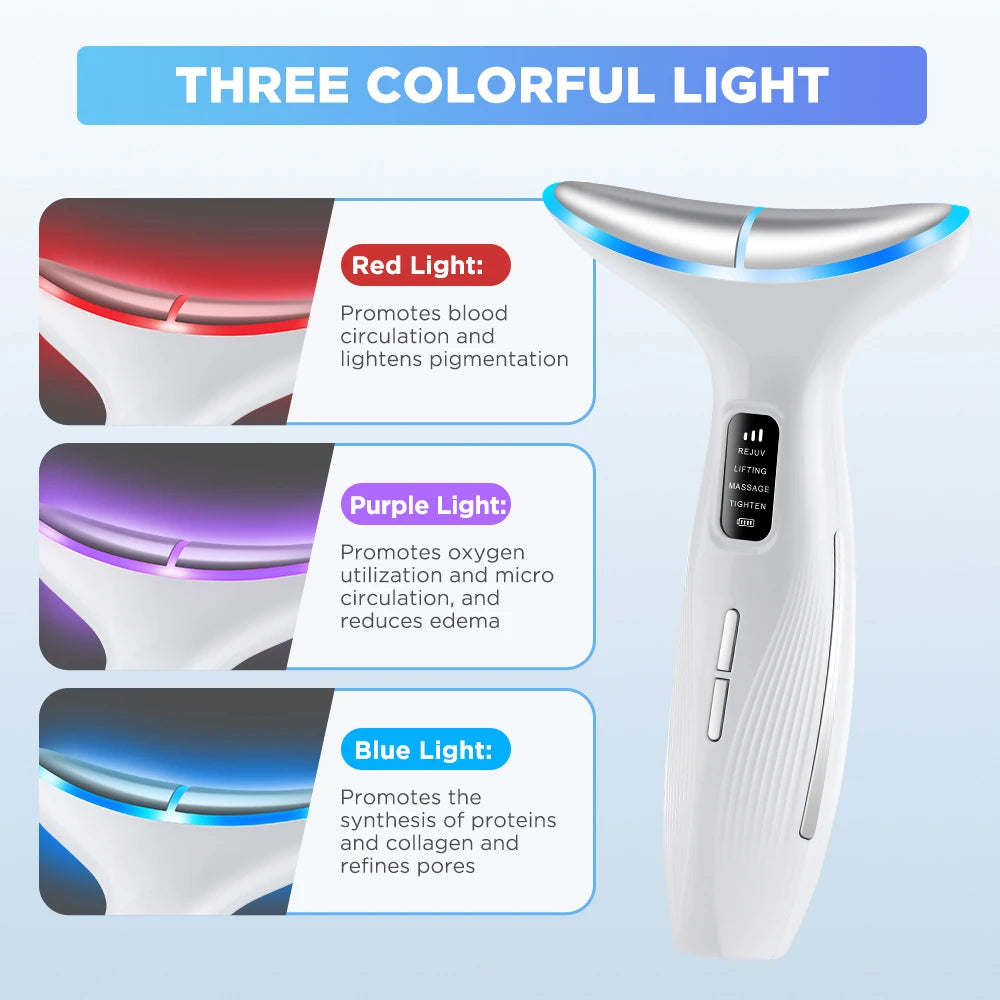 Neck Face Beauty Device EMS Vibration Massage for Face & Neck Care LED Photon Home Use Beauty Device Face Lifting Machine