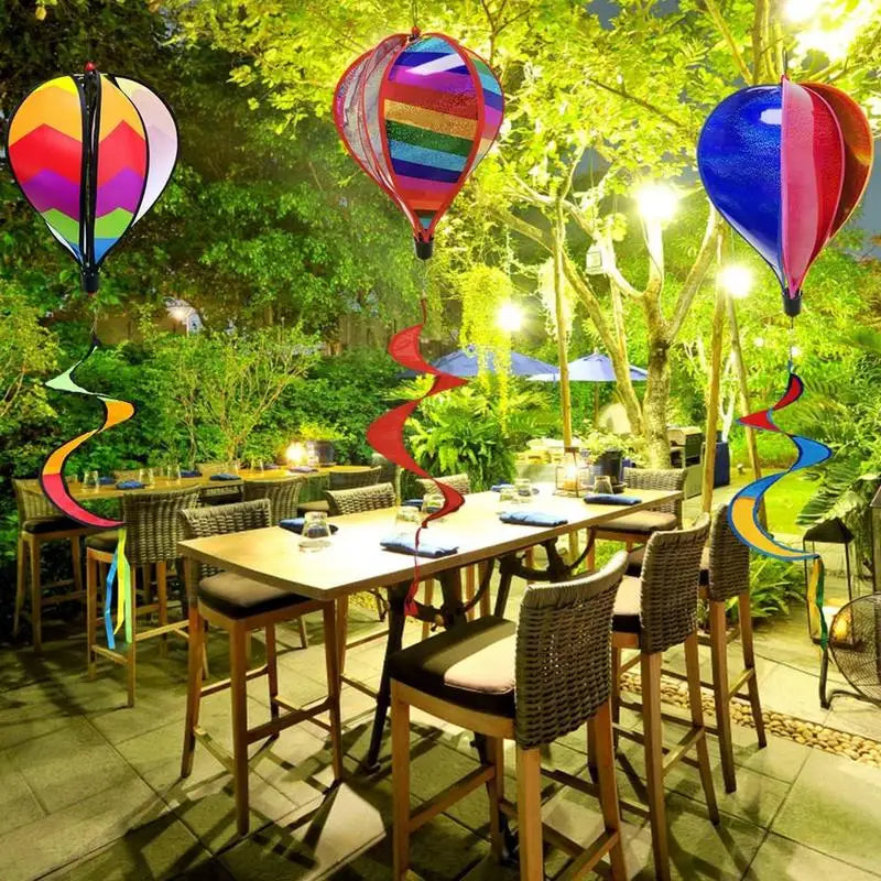 Hot Air Balloon Spinner 3X Air Balloon Wind Spinner Outdoor Decoration Windsock Ornament For Holiday Garden Patio Wedding