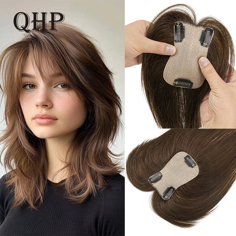 Clip in Women Human Hair Wigs Silk Base Human Hair Toppers Brazilian Human Hairpiece Blonde Hair Toupee Natural Hair System
