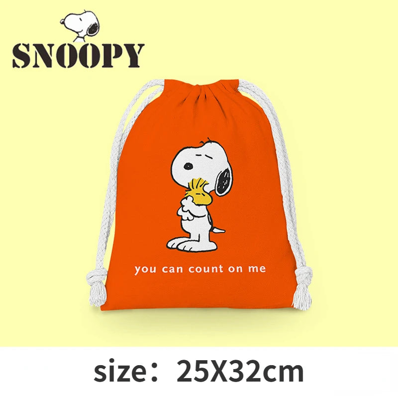 Snoopy Drawstring Bag Plush Pouch Travel Cosmetics Toiletries Jewelry Storage Bags Cartoon Children Christmas Candy Gift Handbag