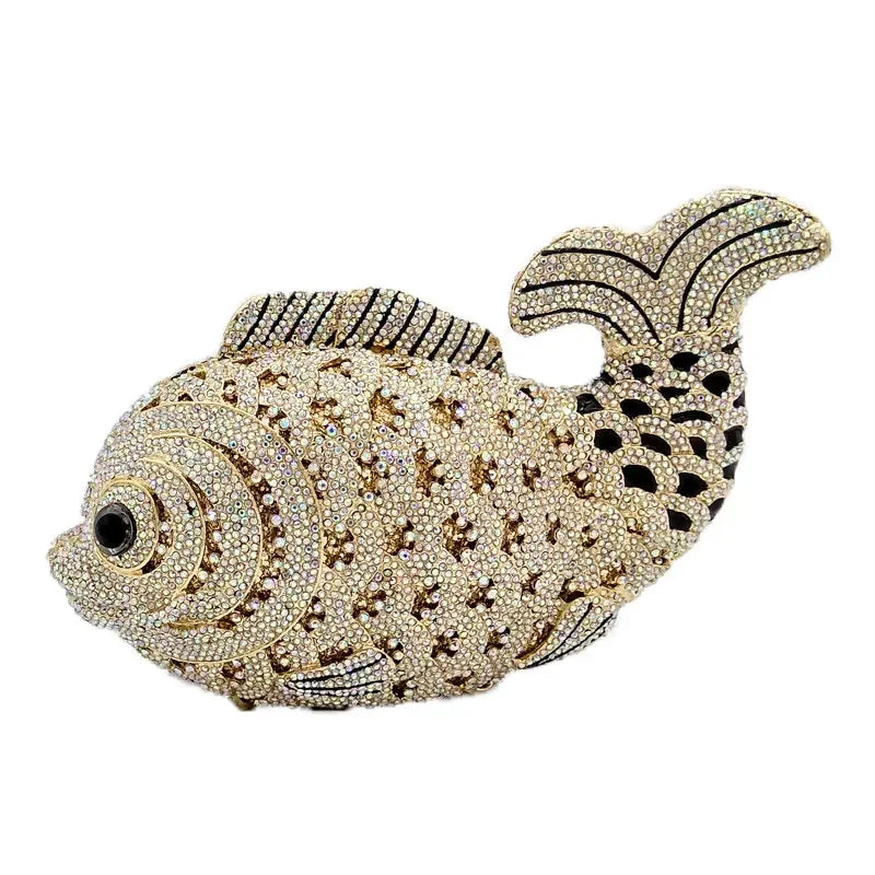 Boutique De FGG (in stock) Fish Crystal Clutch Handbags Women Pink Evening Bags Wedding Party Brides Rhinestones Purses Bag