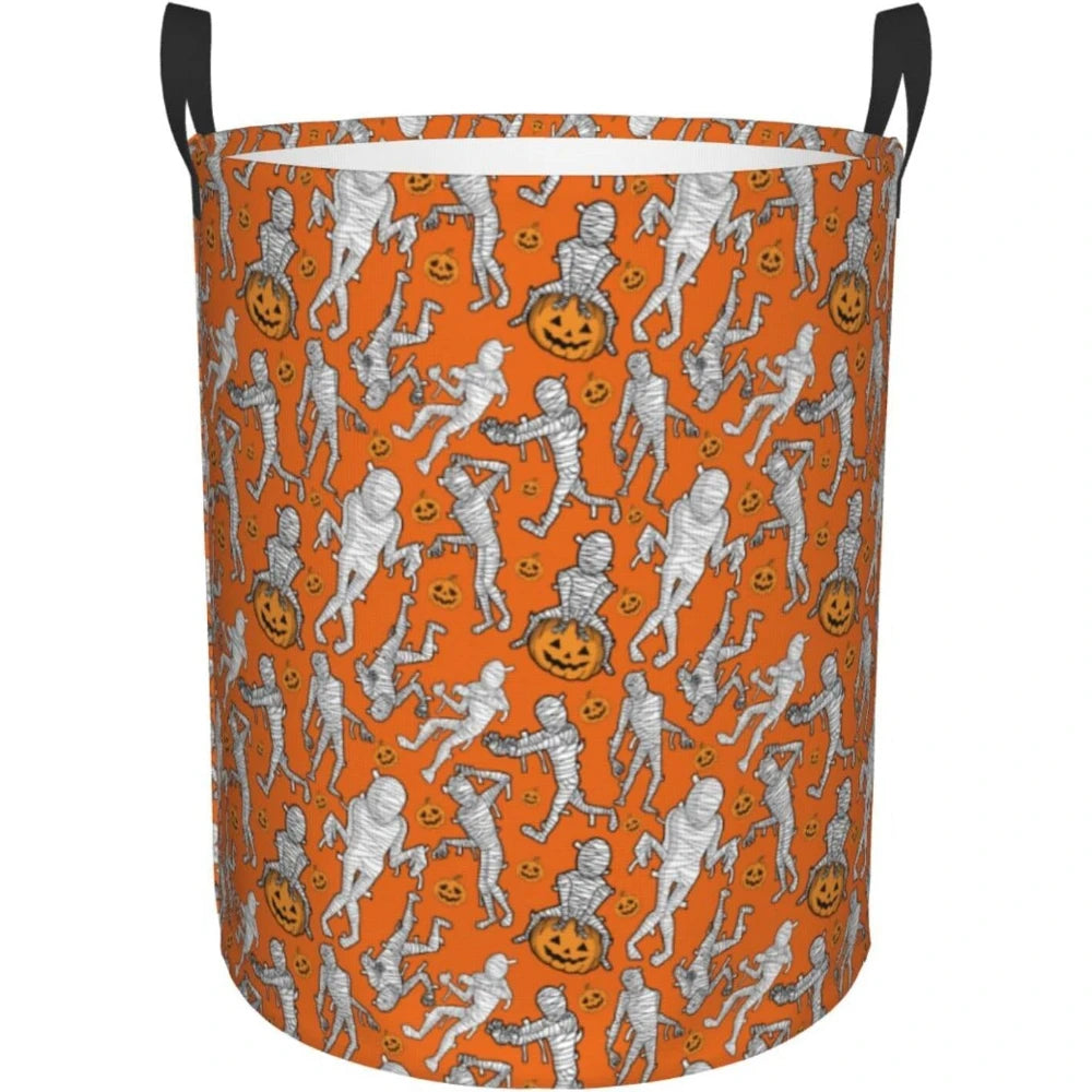 Orange Large Laundry Basket with Handles Halloween Mummy Baby Kids Dirty Clothes Laundry Hamper