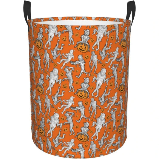 Orange Large Laundry Basket with Handles Halloween Mummy Baby Kids Dirty Clothes Laundry Hamper