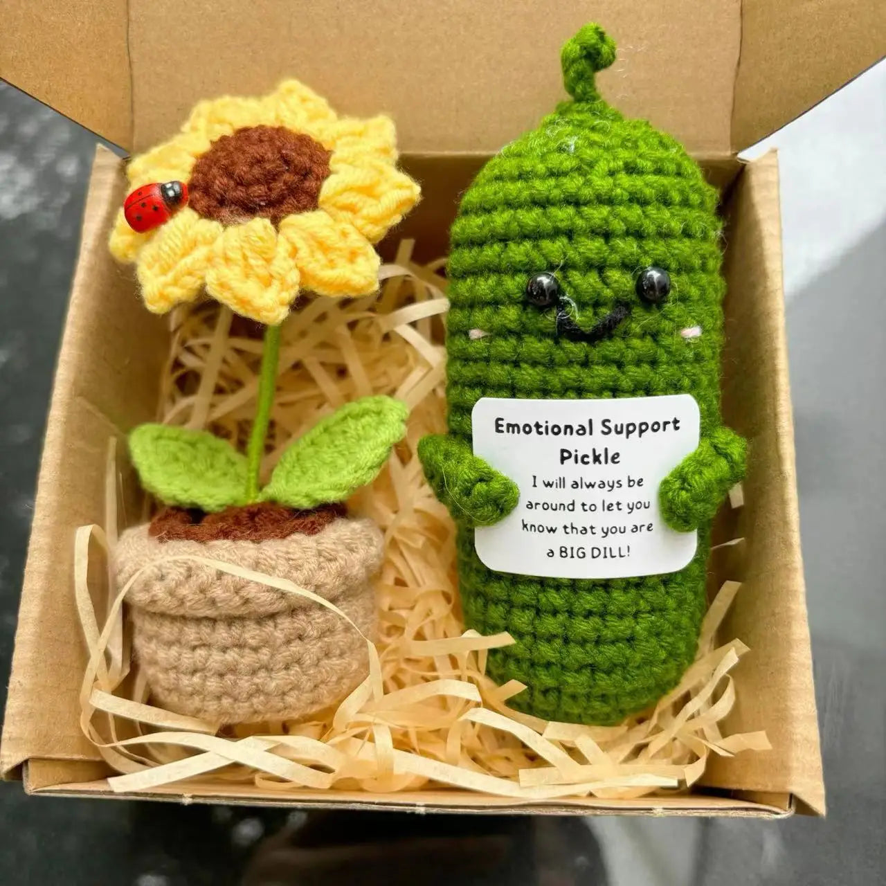 Crochet Positive Energy Potatoes with Sunflower Pot Kit Christmas Gifts Funny Handmade Knitted Potato Wool Doll Home Room Decor