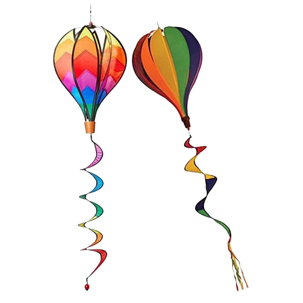 2pcs Hot Air Balloon Windmill Decors Garden Spinners Outdoor Layout Pendants Spiral Balloon Yard Decorations Wind Socks Spinners