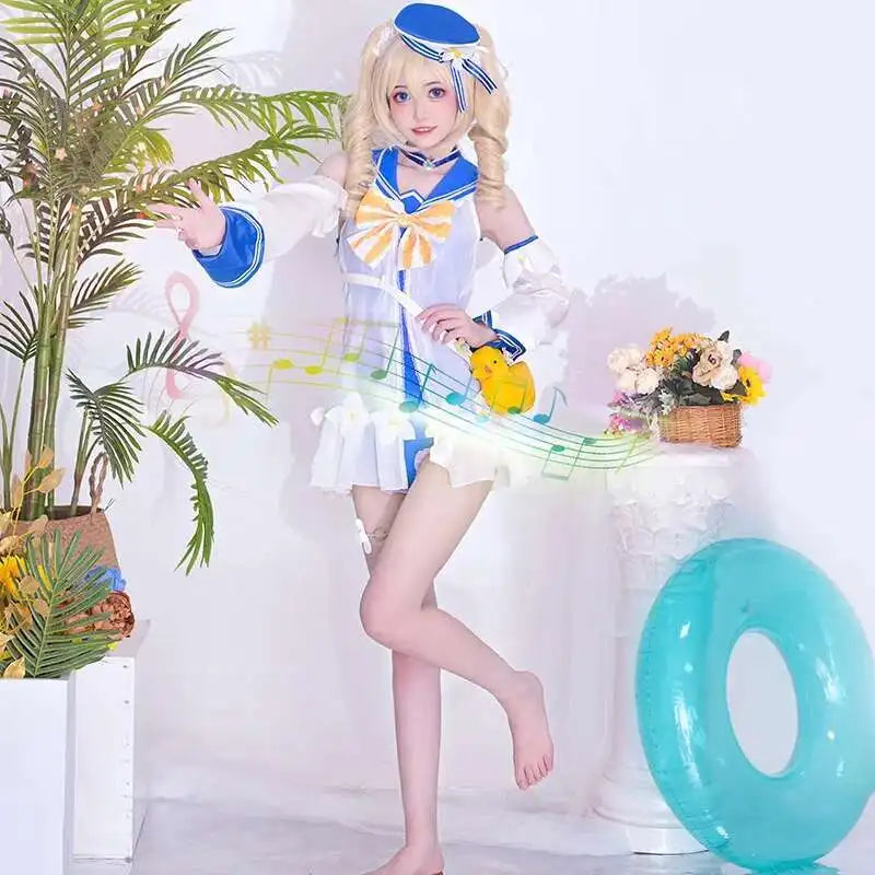 Genshin Impact Barbara Cosplay Costume Women Cute Swimsuit Sexy Swimwear Jumpsuit Coat Halloween Carnival Uniforms Custom Made