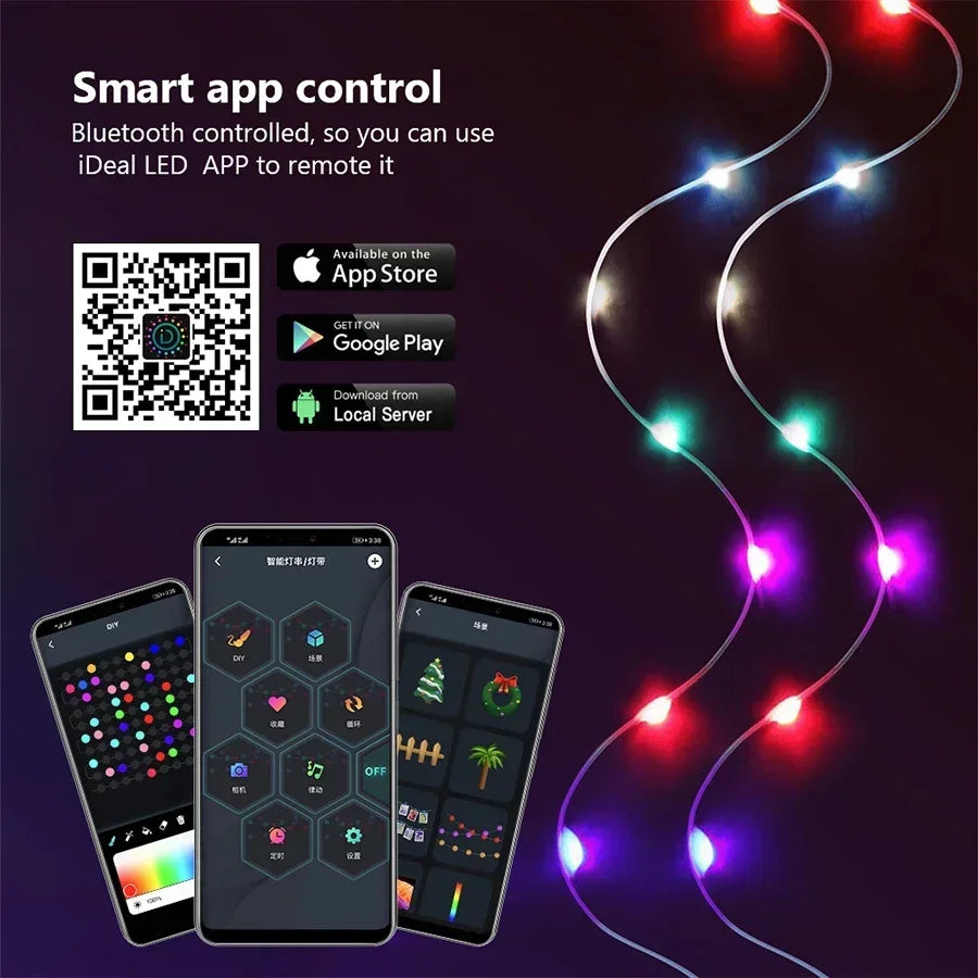 10M Fairy Led Lights Dream Color Smart Bluetooth String Light RGBIC DIY Christmas Tree Lights for Garden Party Wedding Decor