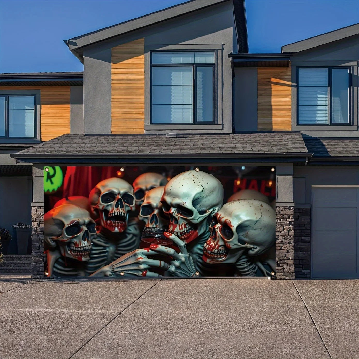 Large outdoor polyester decoration, skull blood-grabbing cup scene, suitable for the festival photo props of the tailmen sect