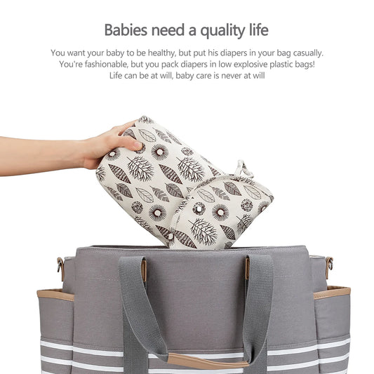 Baby Diaper Bag Reusable Waterproof Wet/Dry Storage Nappy Bag For Disposable Carrying Diaper Clothes Organizer Handbag
