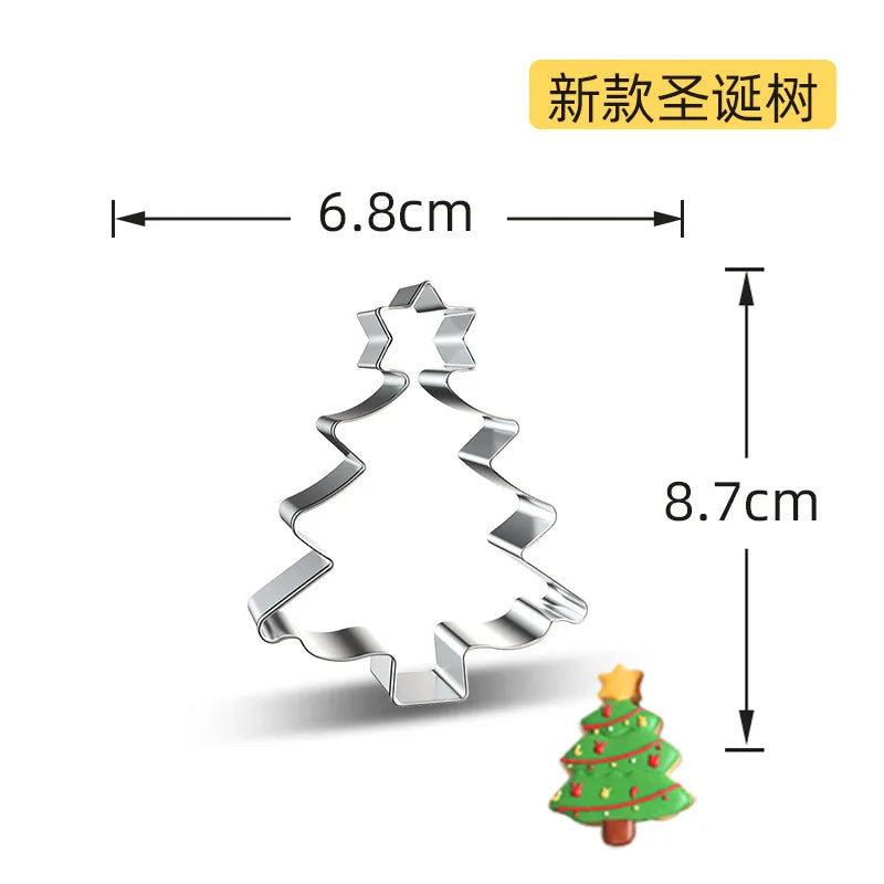 Christmas Cookie Cutter Stainless Steel Biscuit Mold Baking Tool Christmas Theme Snowflake Santa Claus Cake Biscuit Mould M542