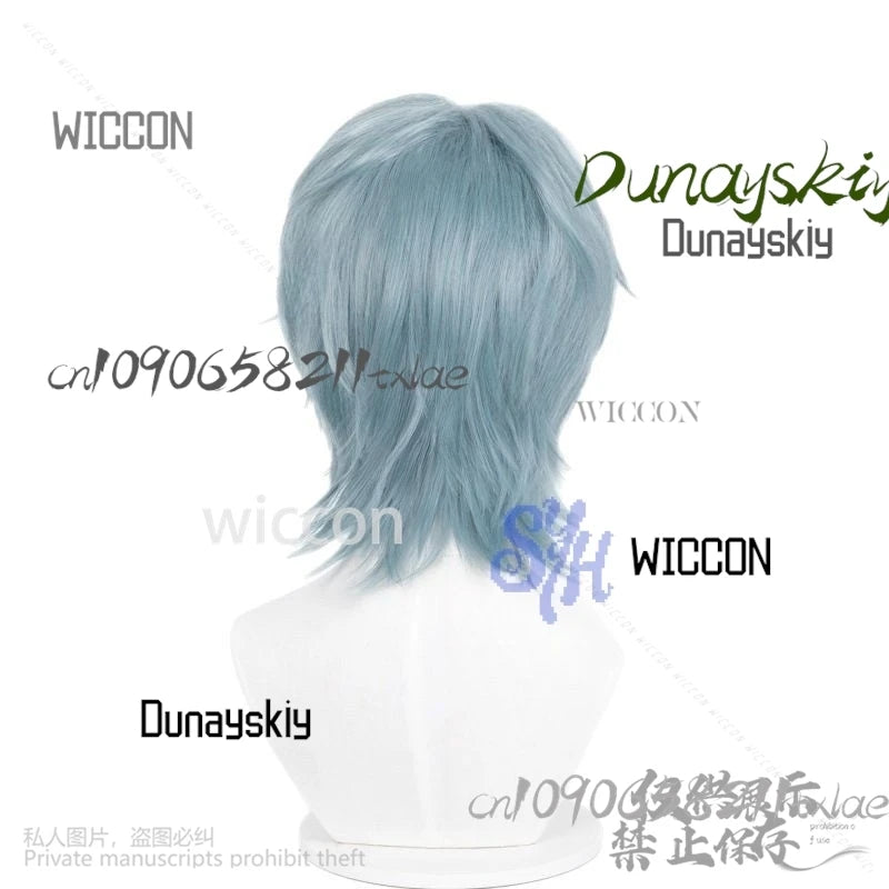 Huntrix KPop Demon Hunters Saja Boy Cosplay Mystery Purple-gray Wigs Curling Hair Accessories Synthetic Short Hair Halloween