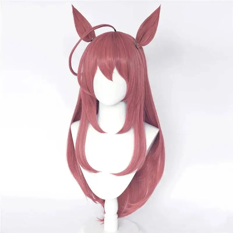 Uma Musume Pretty Derby Mihono Bourbon Cosplay Wig Long Straight Wig Ears Halloween Synthetic Hair Heat Resistant