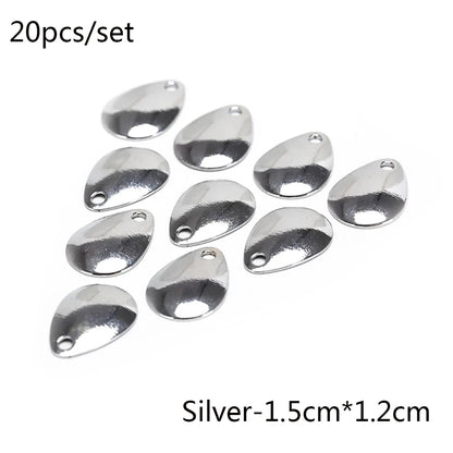 20pcs/lot Fishing Spinner Rings Blades Smooth Nickel Spoons Plaice Tackle Craft DIY Bait Fishing Tool Lure Accessories