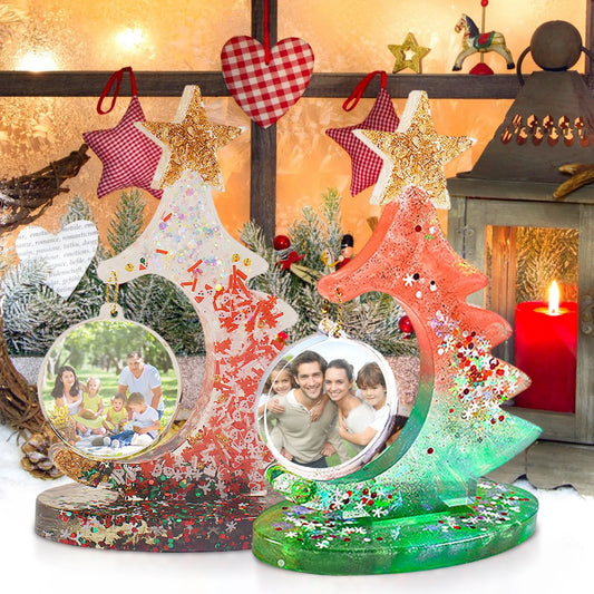 ilicone Mold For Christmas Tree Ornaments Easy To Demould Clear Casting Resin High Detail Durable White Colorful bead chain