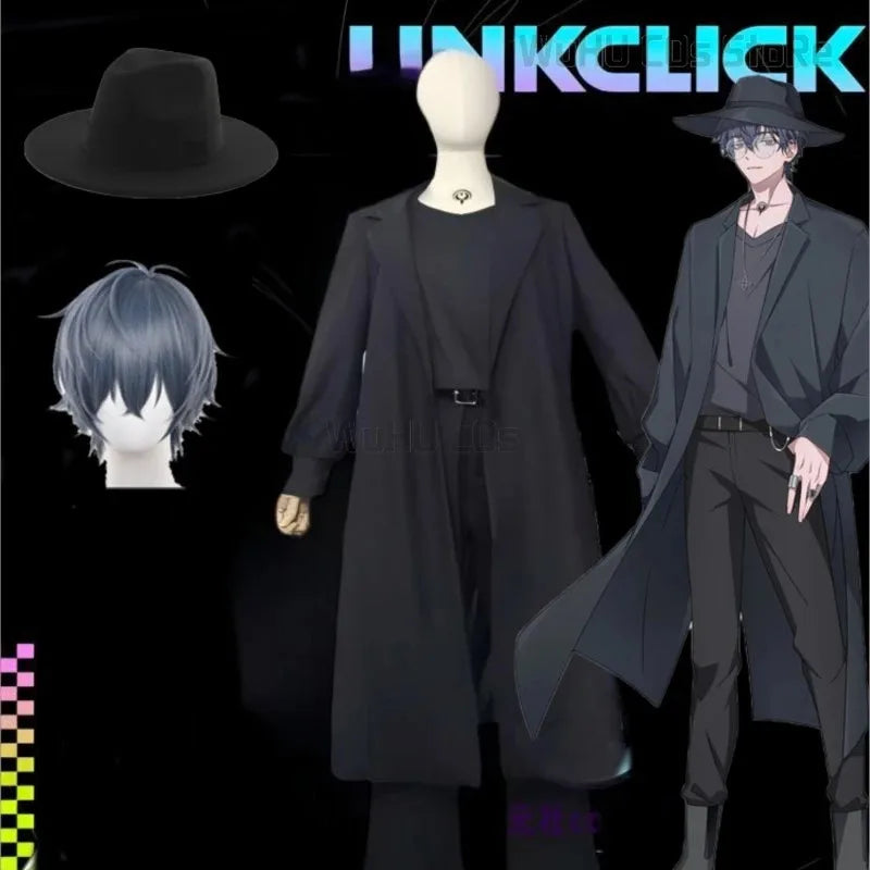 asdh8@S2 Liu Xiao Xavier Cosplay Costume Wig Black Coat Trench Decors Anime Link Click Halloween Expo Con Cosplay Outfit Bridon