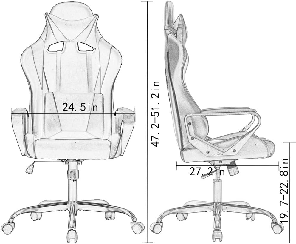 Ergonomic Gaming Chair White With Lumbar Support High Back