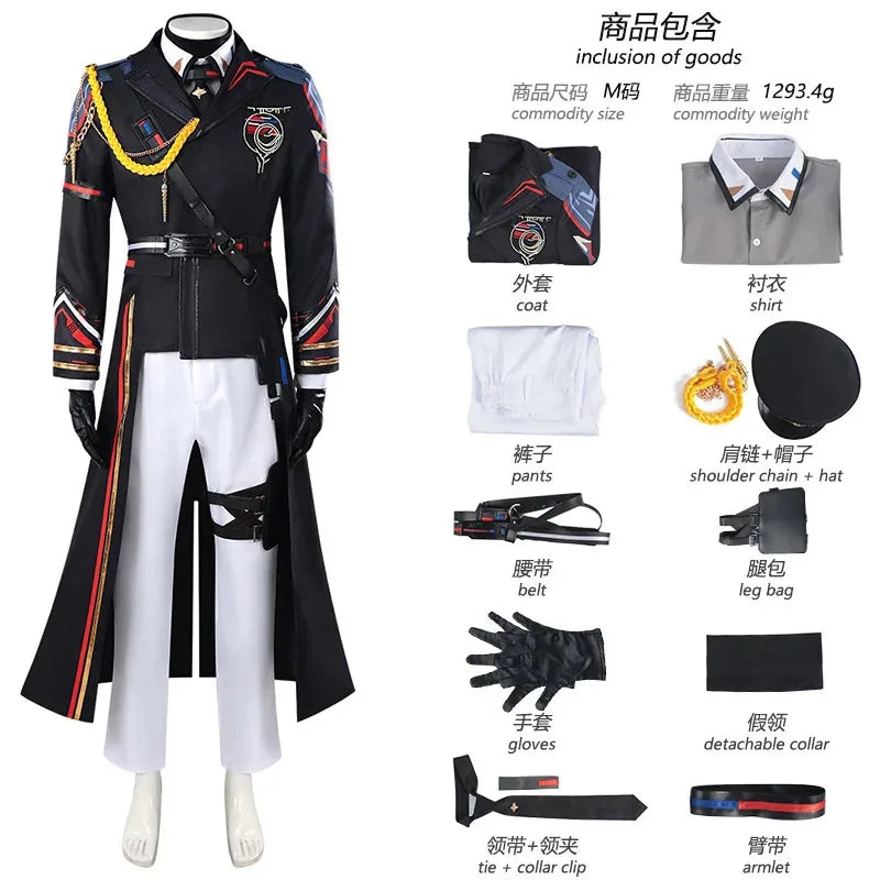 10PCS Game Love And Deepspace Caleb Cosplay Costume Cloudsreach Strategy Calebs Farspace Colonel Coat For Hallowmas Carnival Men