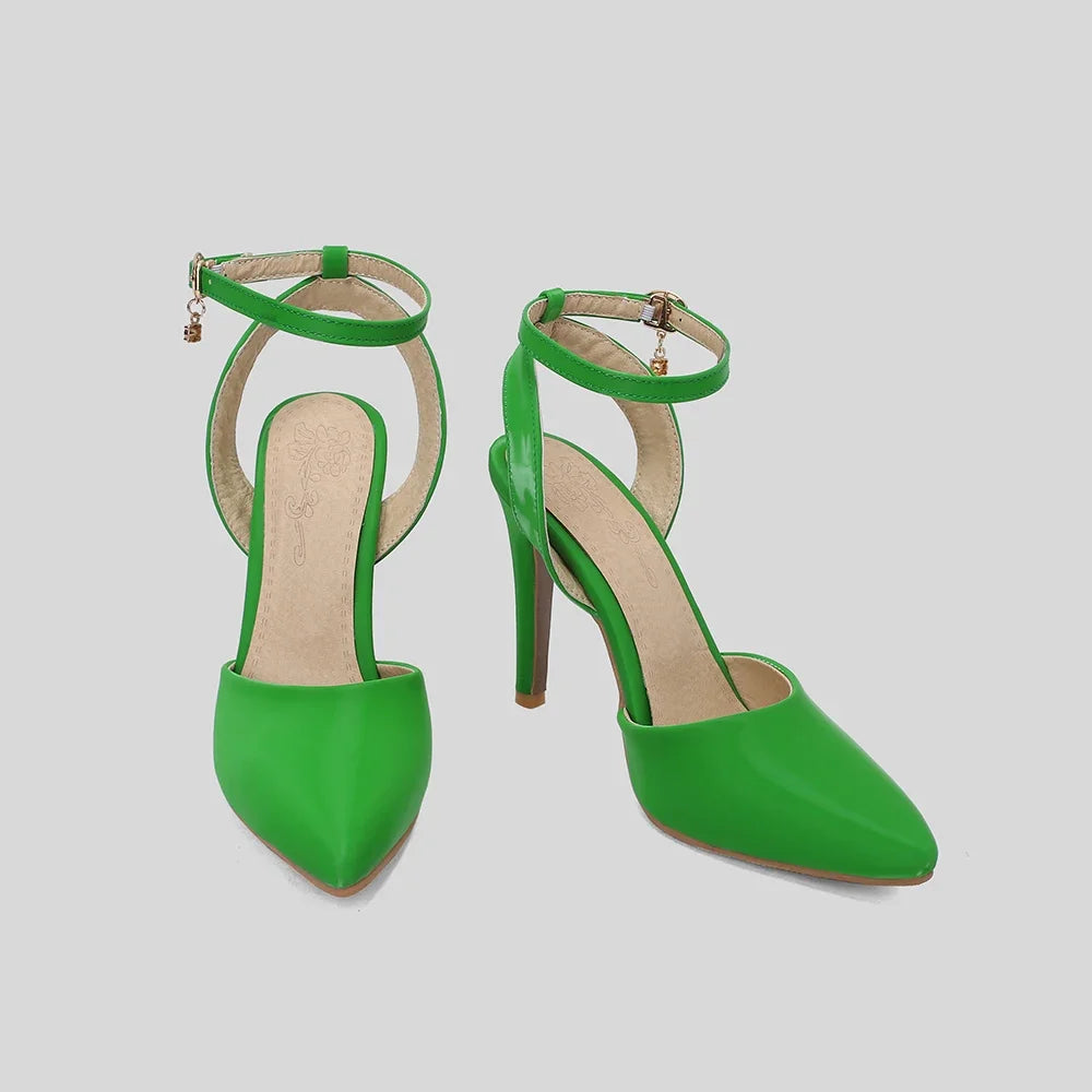 New Summer Elegant Black Green Women Nude Sandals Sexy High Heels Lady Slingback Shoes Plus Big Small Size  32 43 45 50