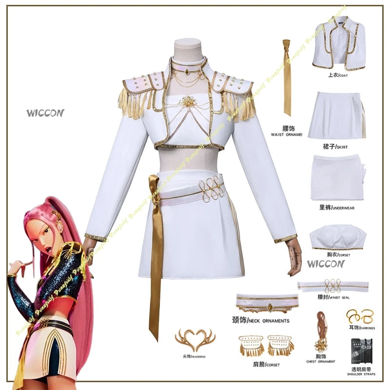 KPop Demon Hunters Anime Rumi Zoey Mira Cosplay Costume Wig White Golden Set Long Hair Girls Women Christmas Halloween carnival