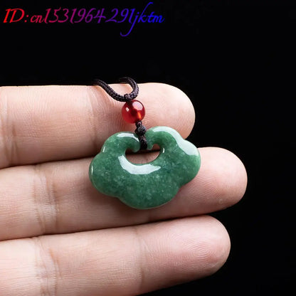 Natural Myanmar Jadeite Ruyi Pendant Necklace Fashion Carved Amulet Real Jade Jewelry Designer Accessories Gifts for Women