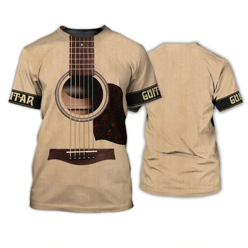 1 Piece Custom Your Picture Music Tshirts Guitar Pattern 3D Print T-Shirt Men Women Fashion  Tops Kids Boys Tees Male Clothing R