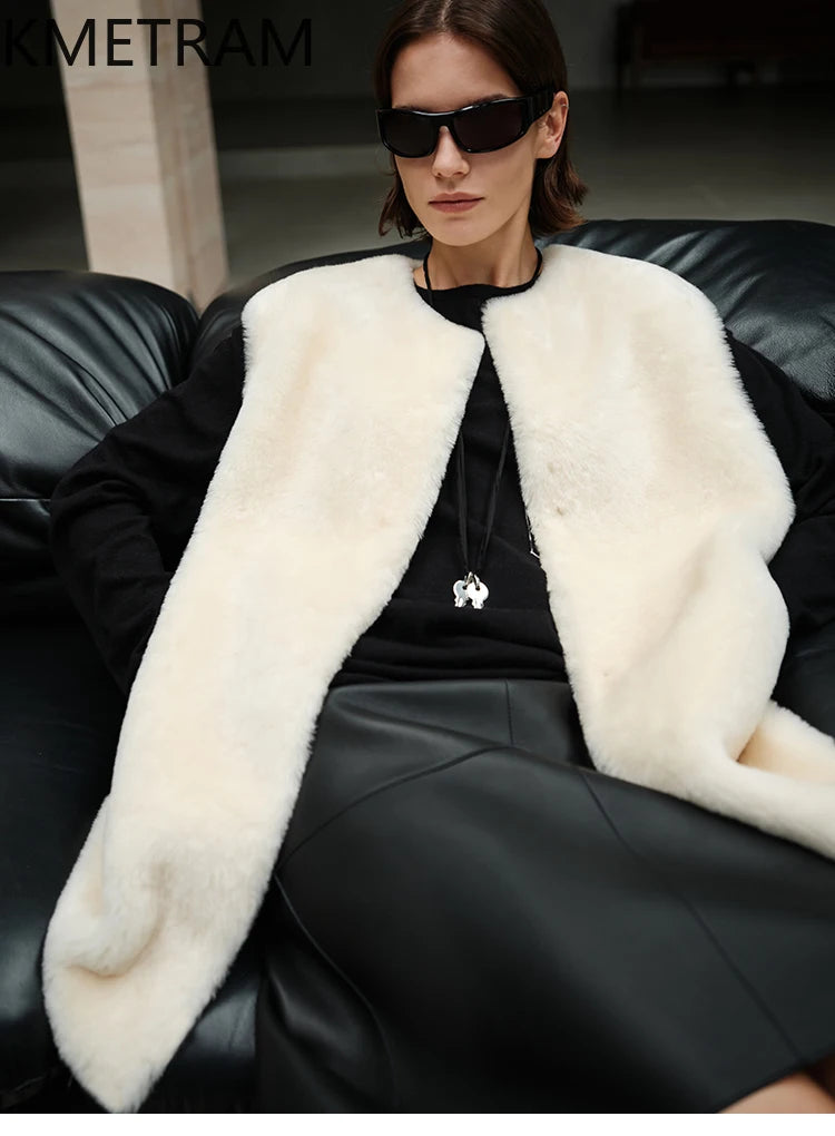Natural Merino Wool Sheepskin Double Faced Fur Vest Woman High Quality Sleeveless Real Fur Coat Winter Clothes 2025 шуба женская